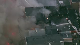 Sky5 video over massive fire in Lawrence