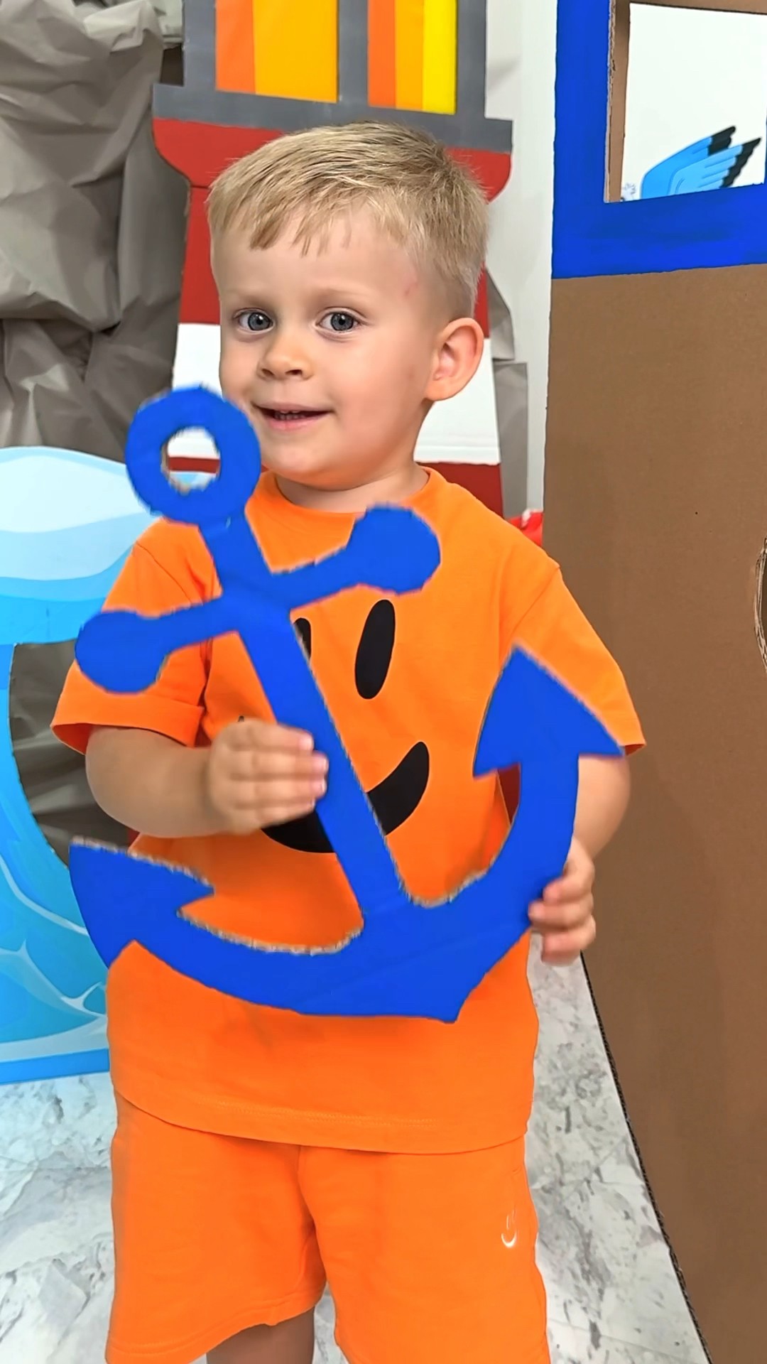 Oliver and Mom Cardboard Ship Fix
