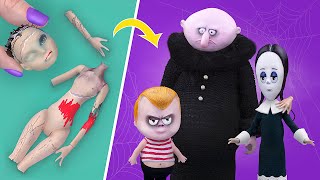 8 идей для старых кукол Барби и ЛОЛ в стиле Семейки Адамс