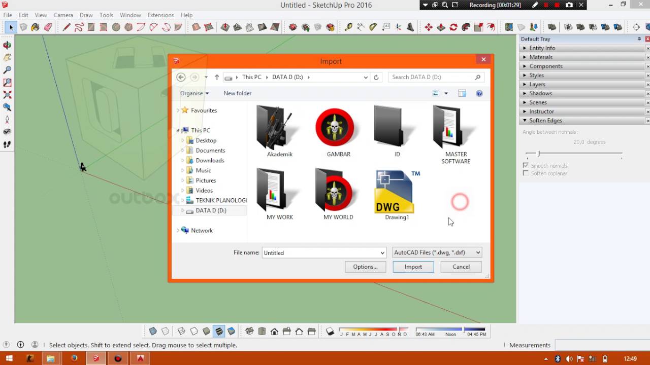 CARA IMPORT FILE AUTOCAD DWG KE SKETCHUP YouTube