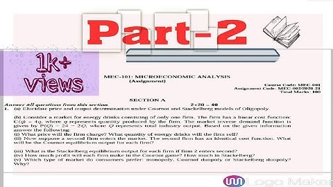 STACKLEBERG NUMERICAL| IGNOU ASSIGNMENT QUESTION| MEC-001/101|| PART-2 #mecsolvedassignment #mec101