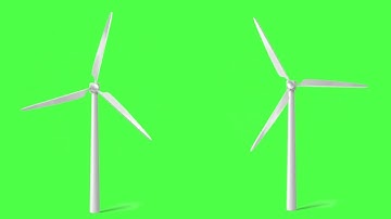 Wind mill spinning on green background free download