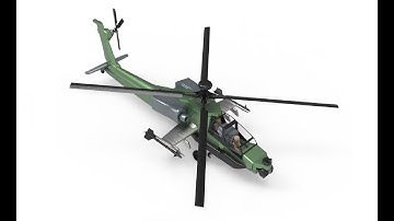 RC Helicopter Design / Apache Design / Resine and SLA Printer / Fly Wing / Solidworks / 3D Printed