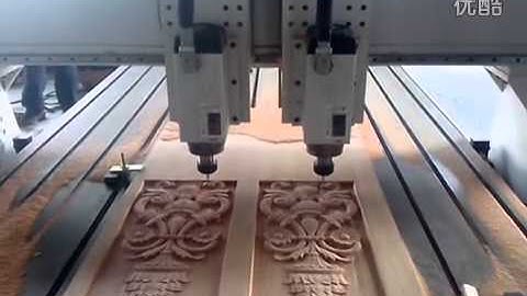 Double Independent Heads Wood CNC Router with air-cooling spindles