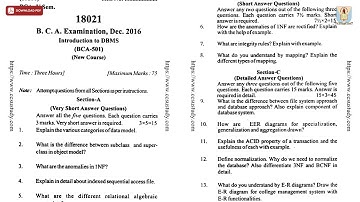 BCA 5TH SEM INTRODUCTION TO DBMS DEC 2016 | CCSU