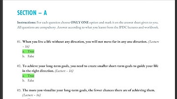 IPDC-2 - Section - A - True / False - MIMP Questions