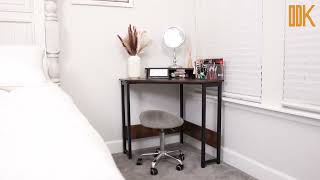 ODK Corner Desk with Shelf |  Small Desk with Sturdy Steel Frame | Computer Desk with Monitor Stand