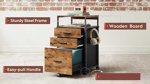 DEVAISE | 3 Drawer Mobile File Cabinet / Printer Stand with Shelves