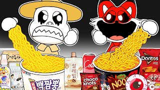 Convenience Store RED WHITE Food Mukbang CATNAP'S BROTHER vs Zookeeper | POPPY PLAYTIME 3 | ASMR