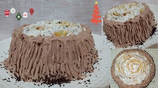 كيكة جذع الشجرة | كيكة رأس السنة| Tree stump cake | Recette de bûche de Noël facile et rapide