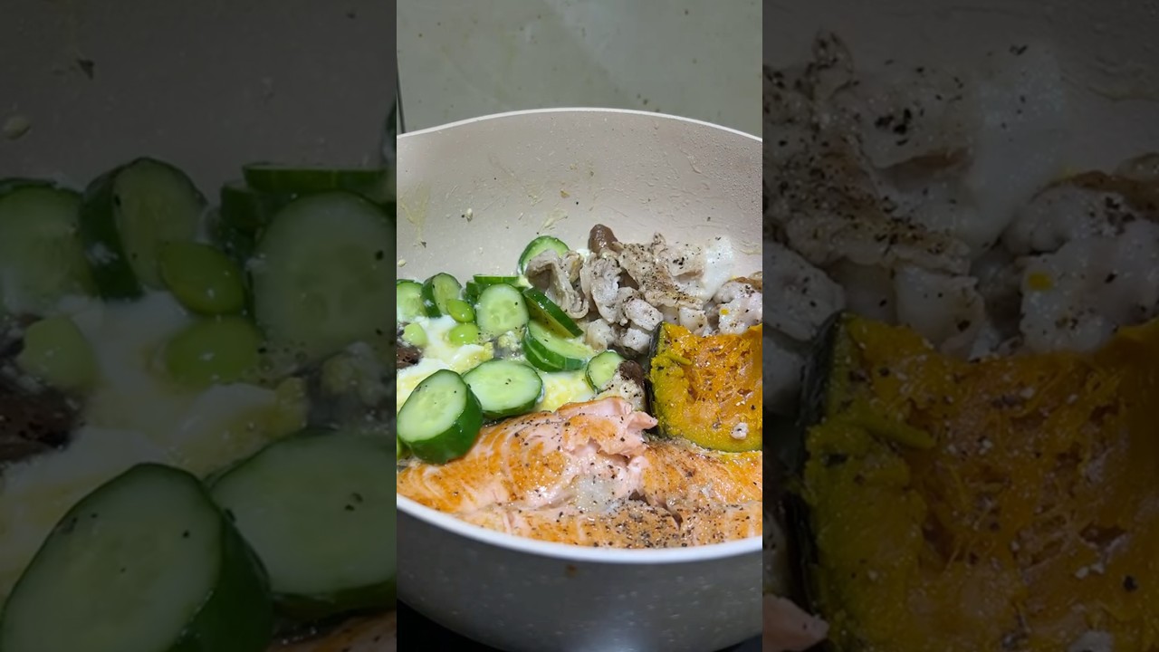 鮭魚豆腐小黃瓜｜ 減脂快速健康早餐簡單煮開心吃｜ASMR Cooking diary｜Vent  