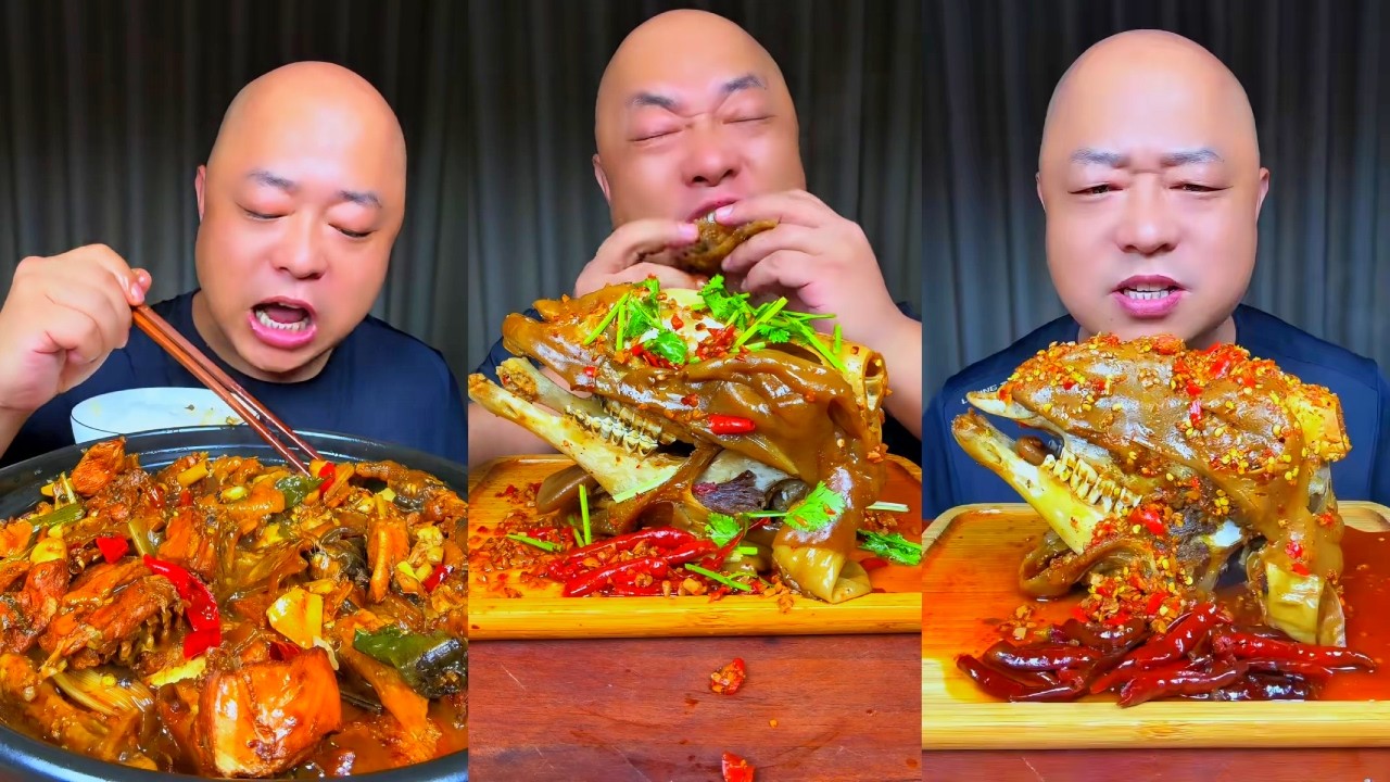 Giant Lamb Head Mukbang 🐑🌶️ | Trotters ASMR | Zhou Mukbang