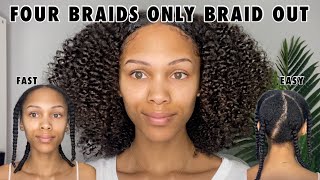 4 Braid Braid Out On Natural Hair | Quick &amp; Easy Natural Hair Styling