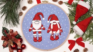 Christmas gnome embroidery | How to embroider a christmas gnome pattern | Video tutorial