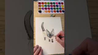 Painting a Siamese kitten! #cat #shorts #crafts #painting #watercolor #art #kitten