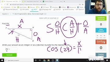 Solving Sides for Right Triangles using Trigonometry and Desmos IXL Algebra 1 HH.4