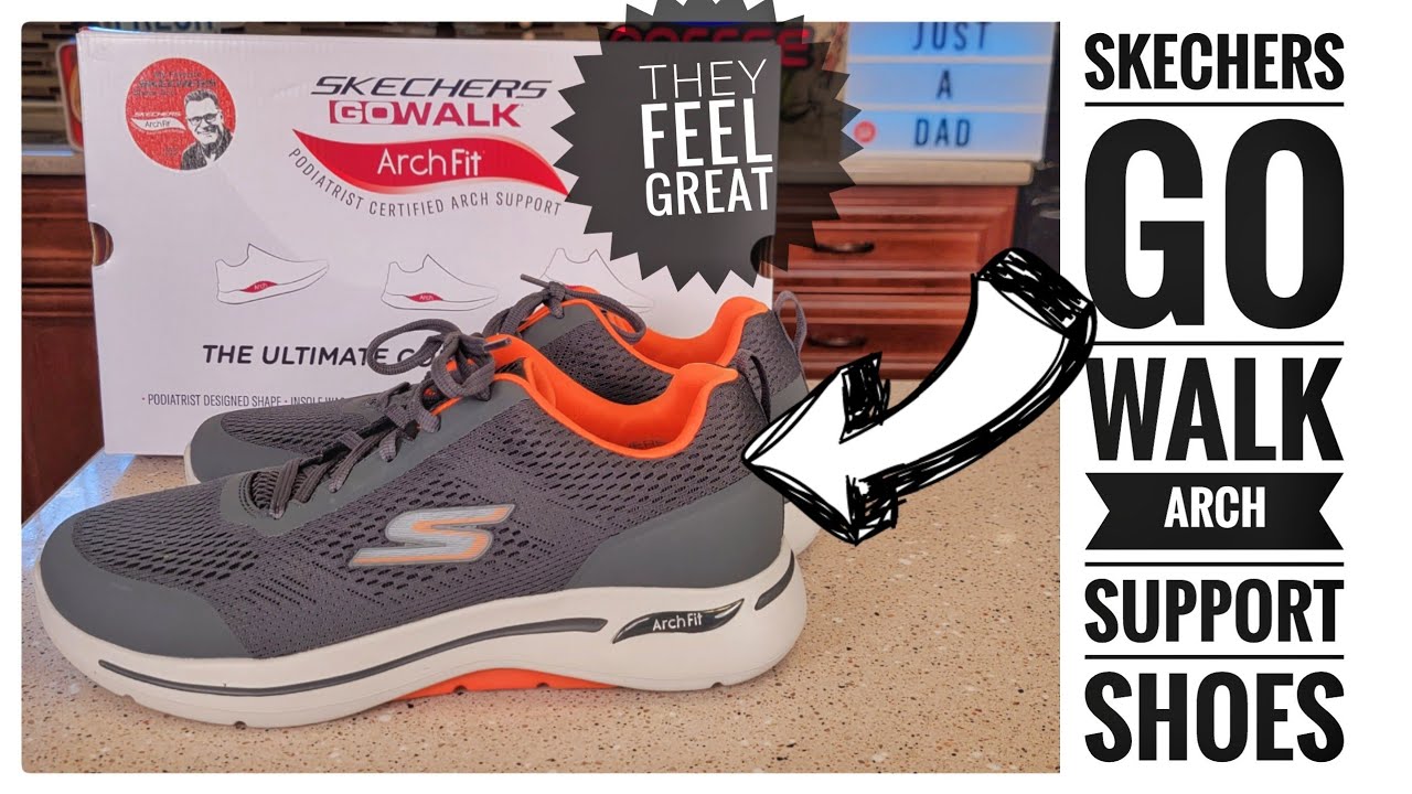 Skechers Mens GoWalk Arch Fit Walking Shoe Sneaker Charcoal / Orange ...