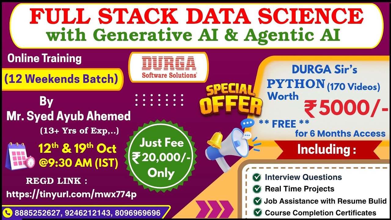 FULL STACK DATA SCIENCE with Generative AI & Agentic AI Online Training ...