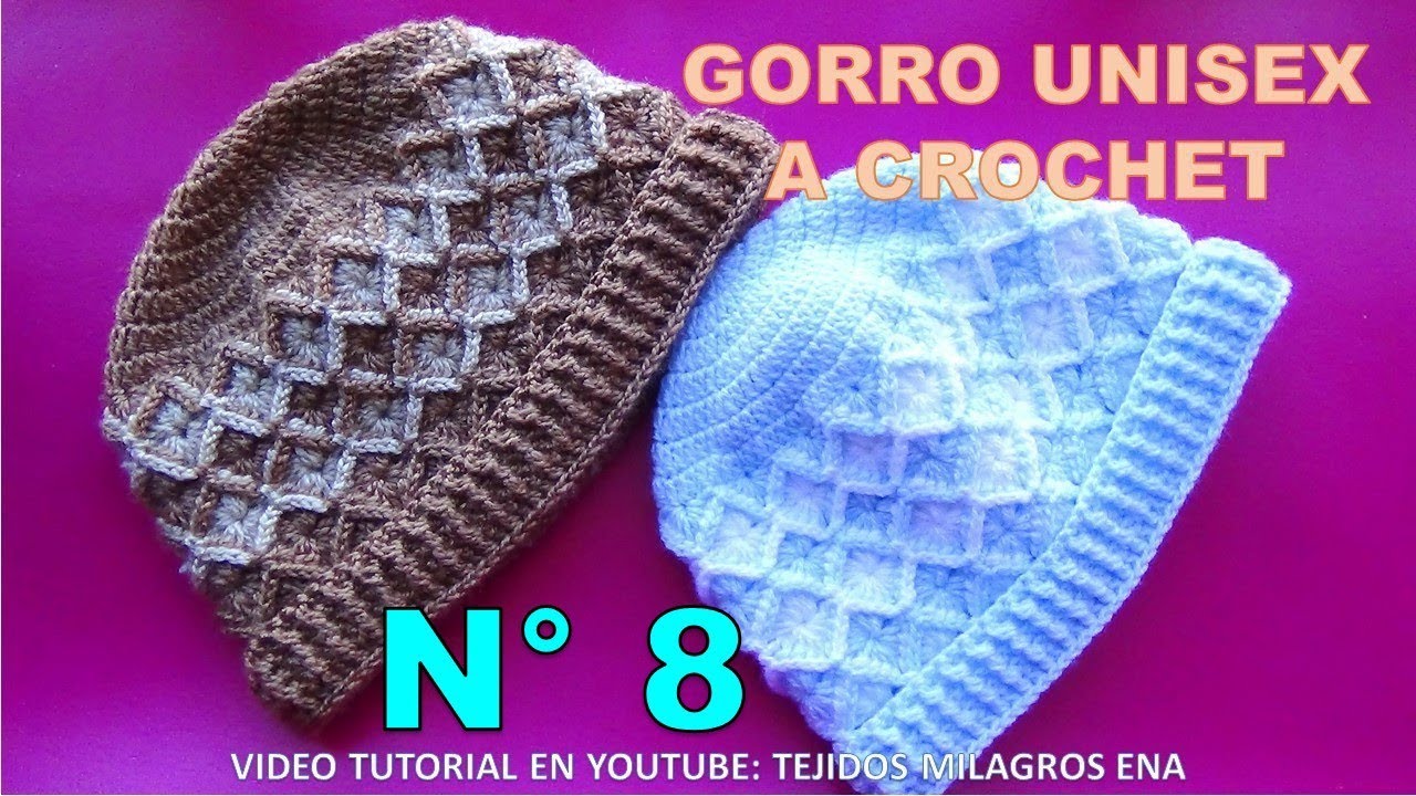 N° 8 tejido a crochet UNISEX en BAVARIAN o Rombos en Relieves y elástico paso a - YouTube