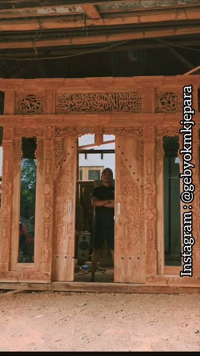 PINTU BUKAAN SLEDING | PINTU UKIRAN GEBYOK JATI JEPARA | VARIASI ANGIN2 KALIGRAFI DAN JENDELA KACA