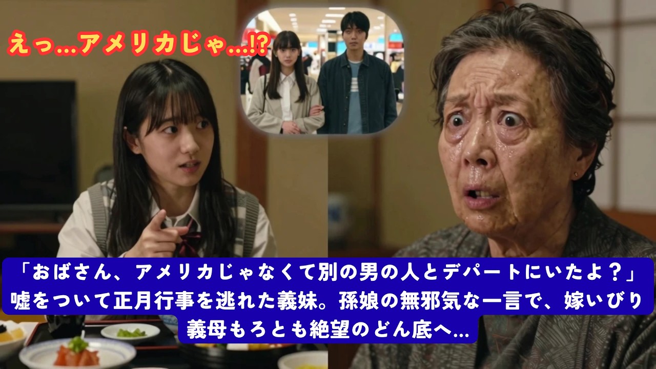「おばさん、アメリカじゃなくて別の男の人とデパートにいたよ？」嘘をついて正月行事を逃れた義妹。孫娘の無邪気な一言で、嫁いびり義母もろとも絶望のどん底へ…