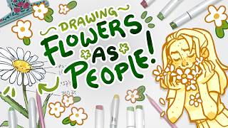 🌼 DAISY-INSPIRED CHARACTER DESIGN! | Drawing Flowers as People!