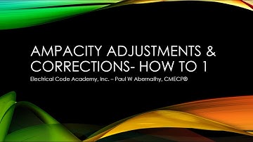 Applying Conductor Adjustments & Corrections- Simple Example
