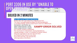 Port 3306 is in use by "Unable to open process"! | XAMPP Error Solved in 2 mins