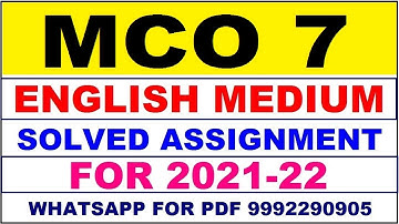 MCO 7 Solved Assignment 2021-22 in ENGLISH,  Whatsapp For Pdf  9992290905.