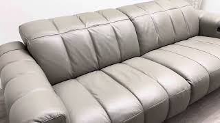Natuzzi Editions C142 Taupe Leather Power Reclining Portento Sofa Clearance sale  Outlet Sofamax ￼