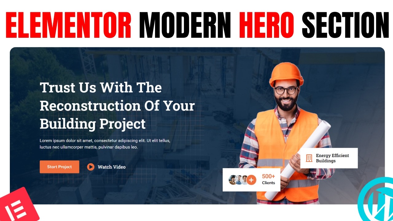 Build a Modern HERO Section from Scratch using ELEMENTOR | Wordpress ...