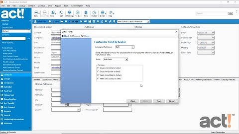 Act! Premium Training Videos - Creating a Calculated Date Field