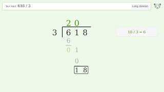 Long Division Problem 618/3: Step-by-Step Video Solution