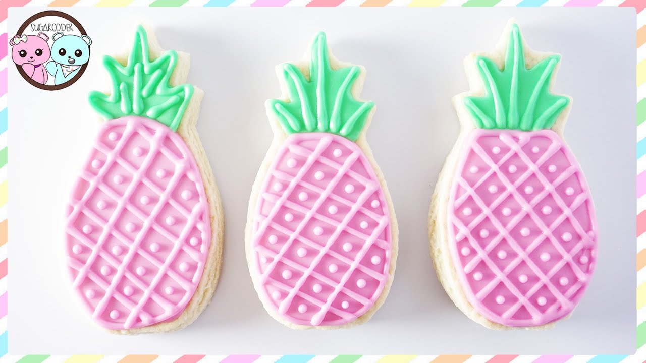 PINK PINEAPPLE COOKIES, COOKIE DECORATING IDEAS