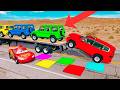 Flatbed Truck Mcqueen | Transportation with Truck - Pothole vs Car #2 - BeamNG.Drive