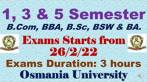 Osmania University Exams Time Table | 1, 3 & 5 Semesters | B.Com, BBA, B.Sc, BA & BSW
