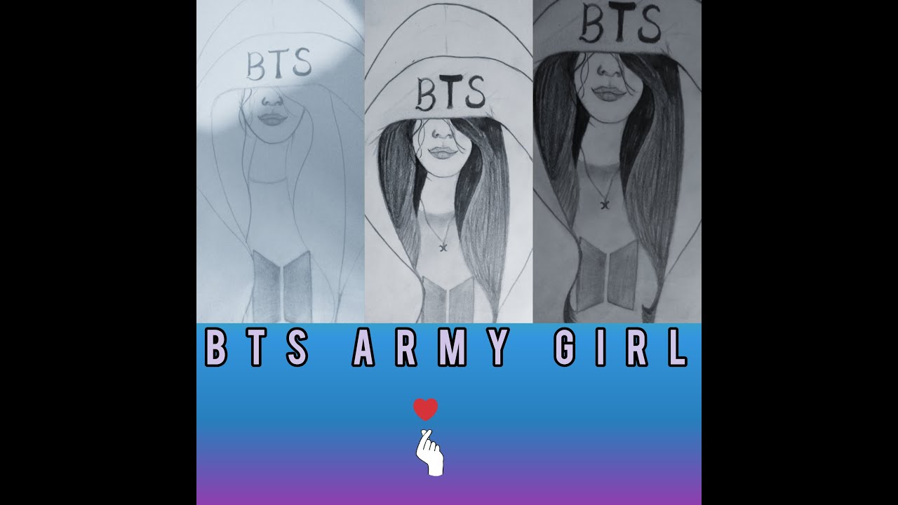 How to draw a bts army girl 👧 pencil art - YouTube