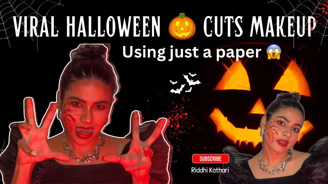 Trying VIRAL Halloween🎃Bloody🩸Cuts Makeup by just using PAPER😱|Realistic Vampire Look🔪#riddhikothari