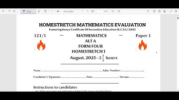 HOMESTRETCH MATHEMATICS POST MOCK: PAPER 1 SECTION 2 : KCSE 2025 PREDICTIONS#kcse2025