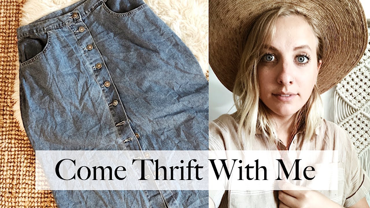 Come Thrift With Me & Haul (straw hat, denim skirt...) - YouTube