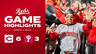 Reds vs. Phillies Game Highlights (4/1/24) | MLB Highlights