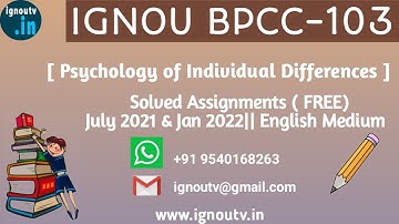 IGNOU BPCC-103 Solved Assignment July 2021 & Jan 2022 [FREE] || IGNOU BAPCH || IGNOU TV || IGNOU ||