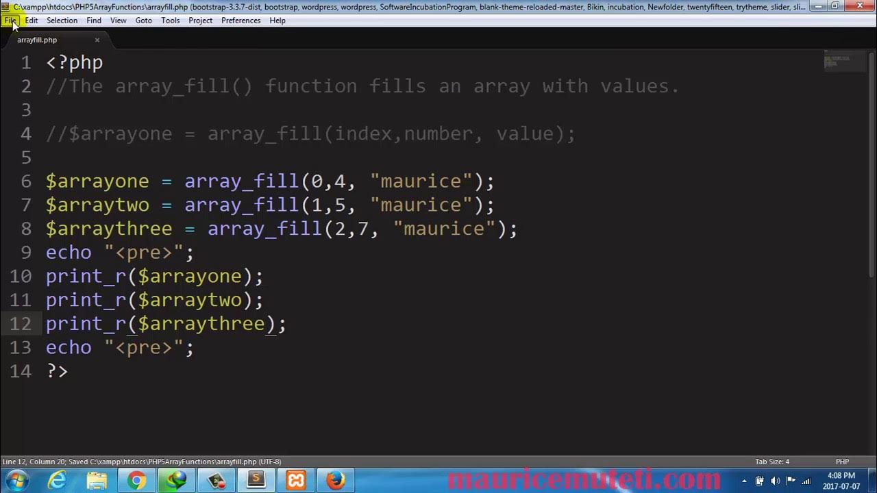 PHP array fill Function - YouTube