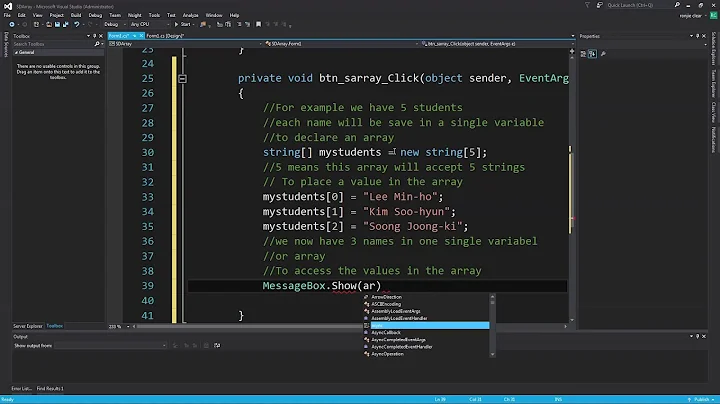 C# Single Dimension Array - Part 1