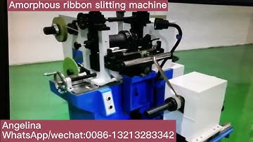Amorphous strip slitting machine