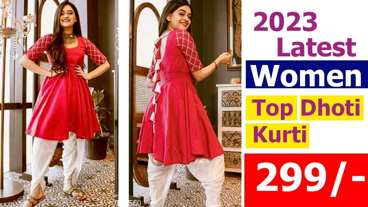 Kurti Set Online | Buy White Unique Stylish Kurti with Dhoti Pants