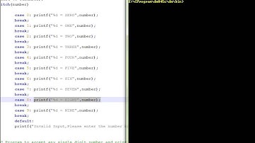 C PROGRAM TO ACCEPT  ANY SINGLE DIGIT NUMBER AND PRINT IT IN WORDS