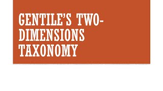 Gentile's Two-Dimensions Taxonomy
