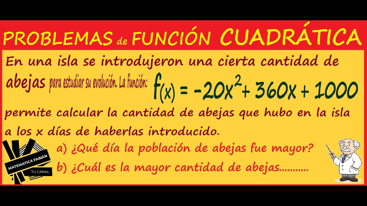 PROBLEMAS de FUNCIÓN CUADRÁTICA en la vida cotidiana resueltos (paso a paso). Ejemplo 2. YouTube PROBLEMAS de FUNCIÓN CUADRÁTICA en la vida cotidiana resueltos (paso a paso). Ejemplo 2. YouTube