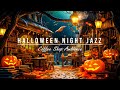 Spooky jazz music in autumn village halloween ambience  night halloween ambience to sleep relax